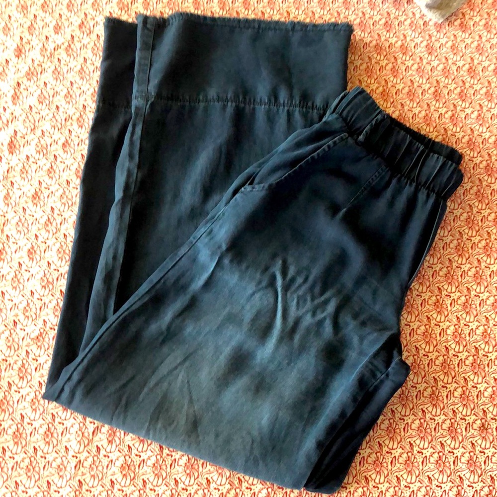Wide legged trousers in denim blue tencel - soft and flown 32” inseam TALL